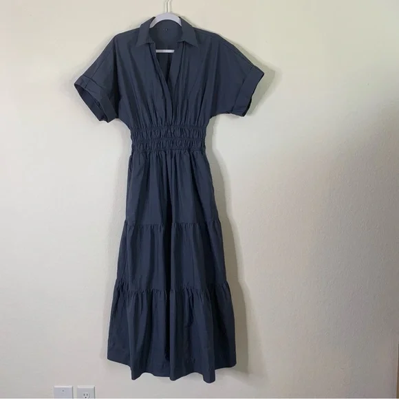 Anthropologie The Somerset Maxi Dress: Shirt Dress Edition in Blue/Grey  size M